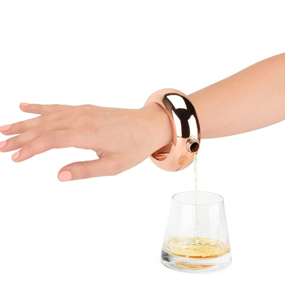 Bangle Bracelet Flask Stainless Steel Wine Liquor  Fun Gifts (Rose Gold)